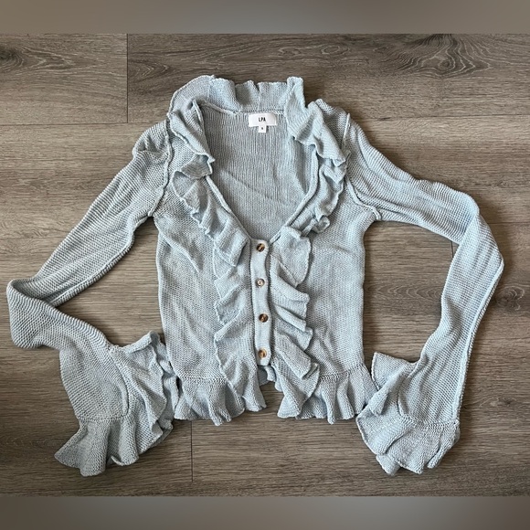 LPA Light Blue Ruffle Blouse - Picture 2 of 6